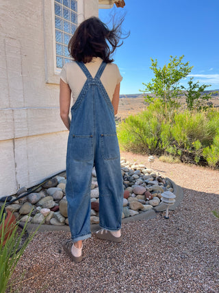 Wide-Leg Denim Overalls