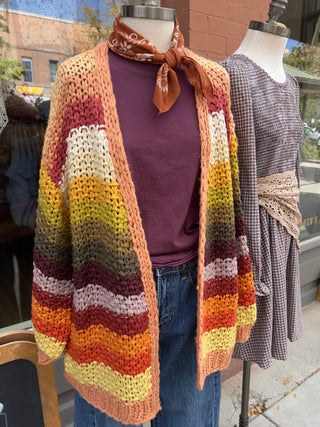 Autumn Leaves Hand-Crochet Open Cardigan