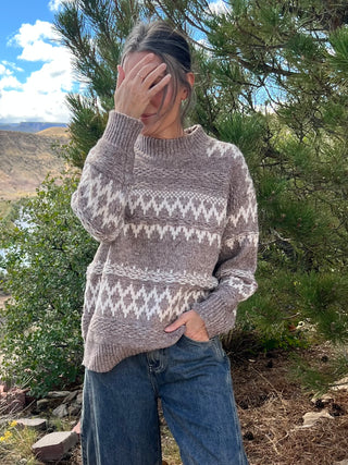 Mocha Fair Isle Knit Sweater