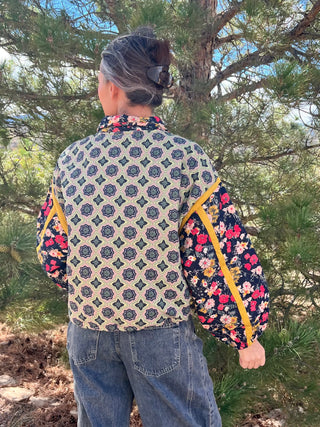 Patchwork Quilted Bomber Jacket