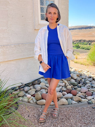 White Eyelet Button Down Top