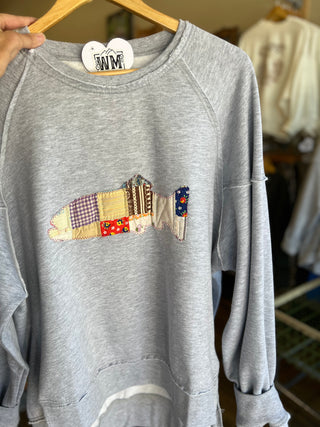 Fish Vintage Quilt Applique Sweatshirt