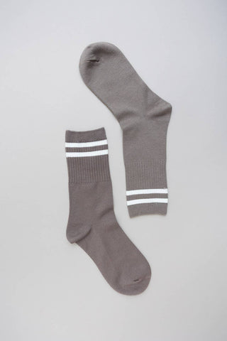 Gray Retro Stripe Wool Blend Socks