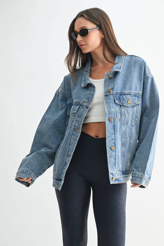 Medium Wash Boxy-Cut Denim Jacket