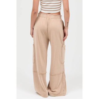 Mineral Wash Wide Leg Cargo Pants