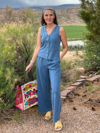 Denim Blue Knit Vest Top