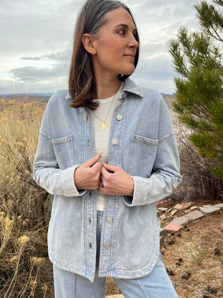 Acid Washed Knit Shacket