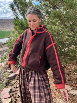 Brown Rust Zip-Up Fleece Jacket