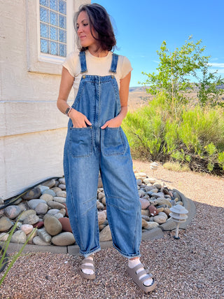 Wide-Leg Denim Overalls