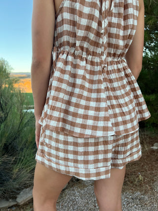 Mocha Gingham Shorts