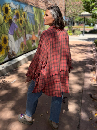 Mineral Wash Coral Plaid Flannel