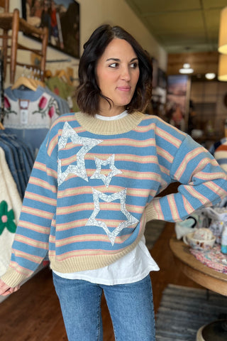 Stripe Star Patch Sweater