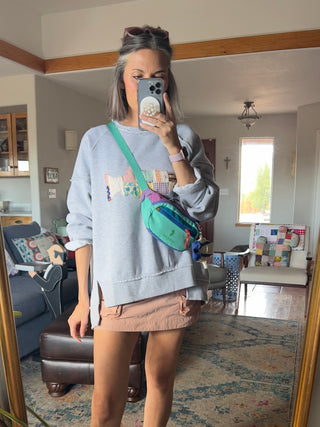 Fish Vintage Quilt Applique Sweatshirt