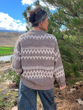 Mocha Fair Isle Knit Sweater