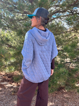 Iron Blue Quilted Hoodie Vest