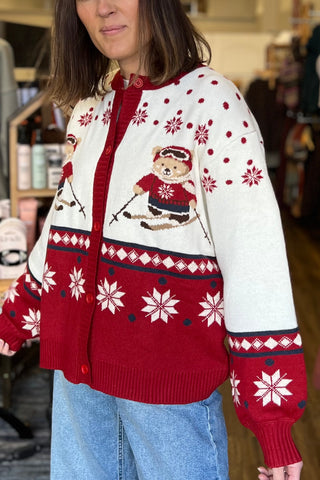 "Ski Bear" Sweater Cardigan
