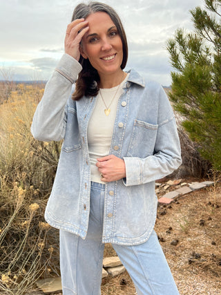 Acid Washed Knit Shacket