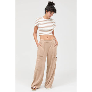 Mineral Wash Wide Leg Cargo Pants