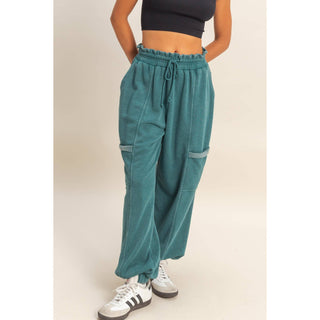Ruffle Waist Burnout Jogger Pants