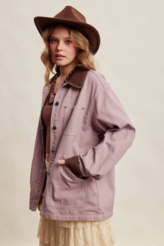 Contrast Collar Utility Barn Jacket