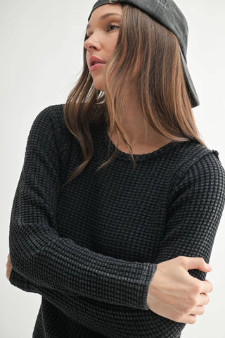 Chunky Waffle Mineral Wash Long Sleeve