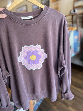 Flower Garden Vintage Quilt Applique Sweatshirt