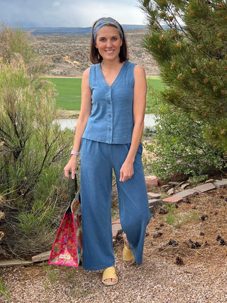 Denim Blue Knit Vest Top