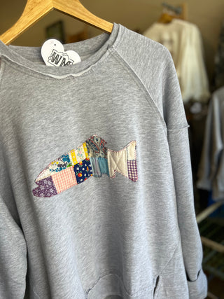 Fish Vintage Quilt Applique Sweatshirt