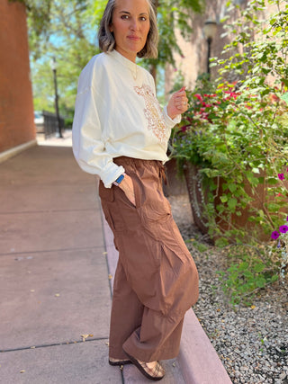 Coffee Parachute Cargo Pants