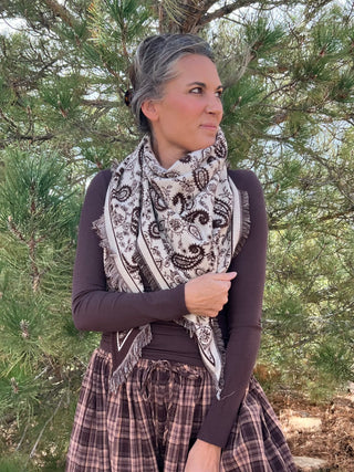 Paisley Print Triangle Scarf Shawl
