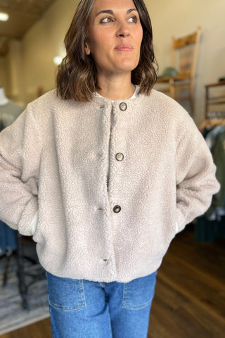 Oatmeal Sherpa Button Jacket