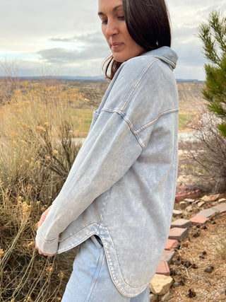 Acid Washed Knit Shacket