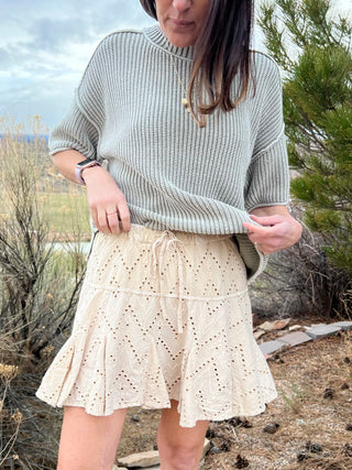 Khaki Eyelet Skirt / Skort
