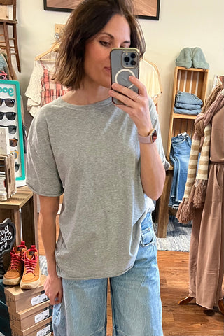 Free People Nina Tee in Heather Grey