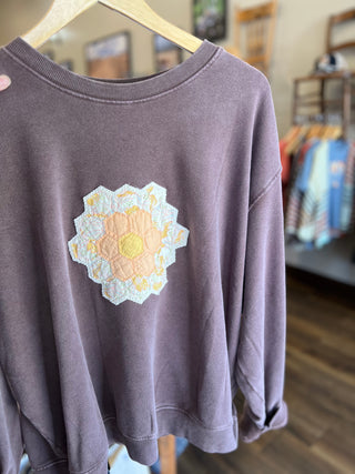 Flower Garden Vintage Quilt Applique Sweatshirt