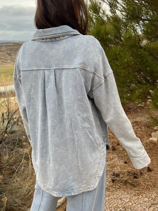 Acid Washed Knit Shacket