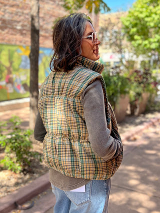 Green Plaid Flannel Quilt Vest