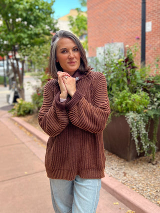 Dark Chocolate Wide Ribbed Sweater