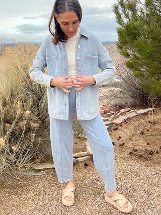 Acid Washed Knit Shacket