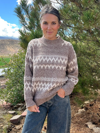 Mocha Fair Isle Knit Sweater