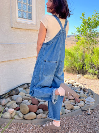 Wide-Leg Denim Overalls