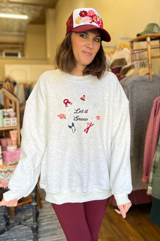 Let It Snow Embroidered Sweatshirt
