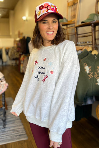 Let It Snow Embroidered Sweatshirt