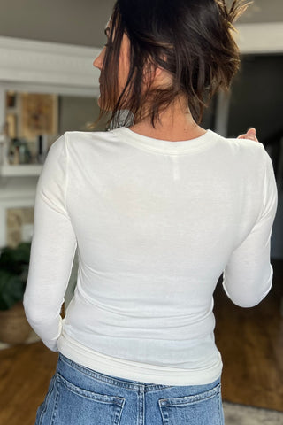 Ivory Round Neck Long Sleeve Knit Top