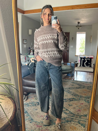 Mocha Fair Isle Knit Sweater