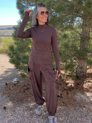 Mocha Cotton Lycra Harem Pant