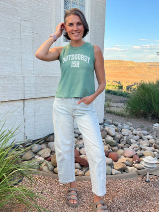 Women's Life is Good Outdoorsyish Arch Crusher Boxy Tank