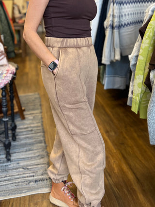 Light Brown Mineral Wash Comfort Jogger