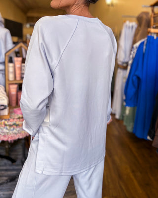 Powder Blue Luxe Sand Wash Rib Raglan Tee