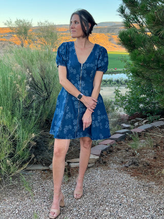 Floral Denim Fit and Flare Dress